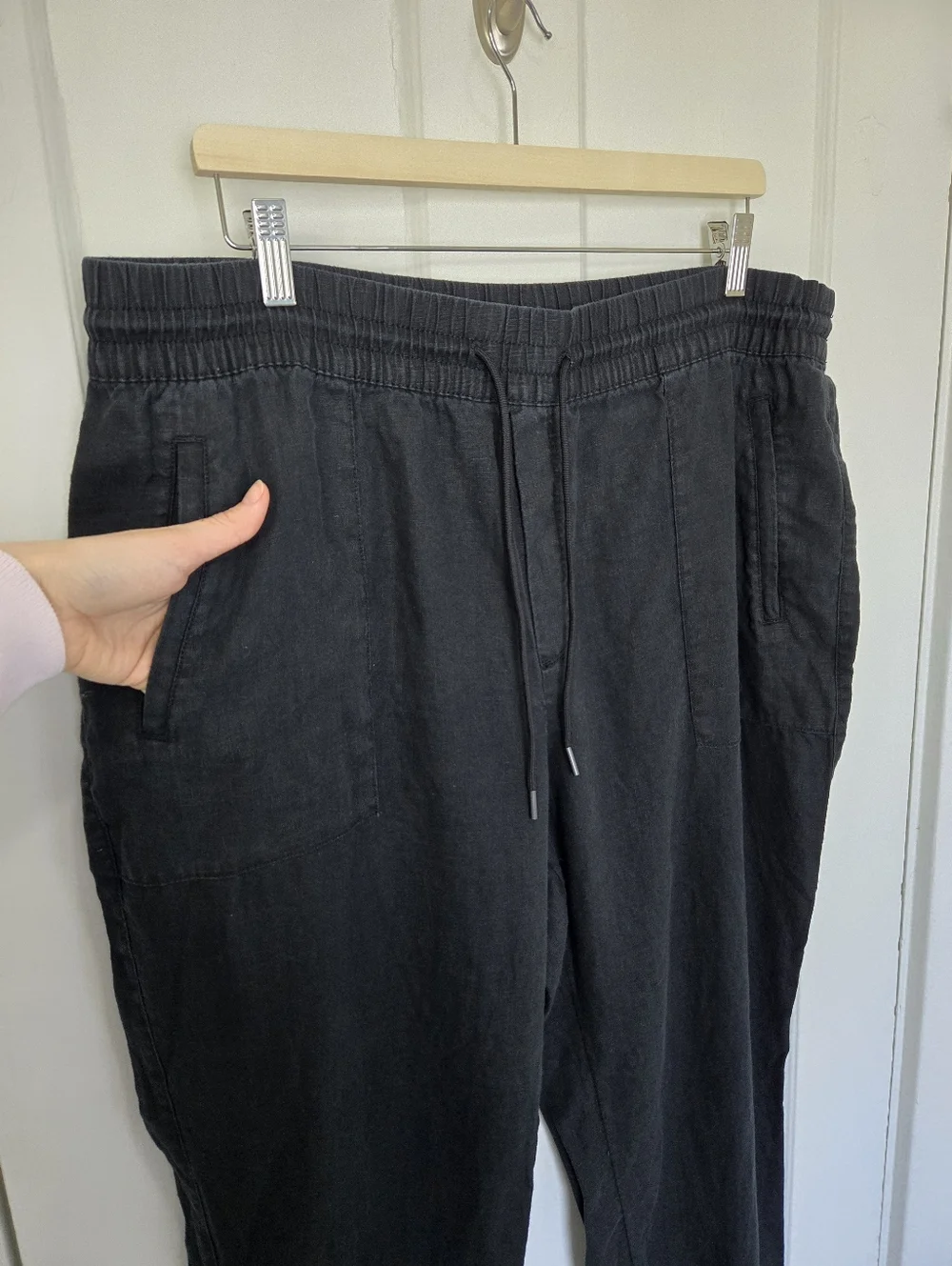 Athleta Women's Retreat Linen Jogger Pant Black Size XL Coastal Minimalist Beach - Picture 3 of 9